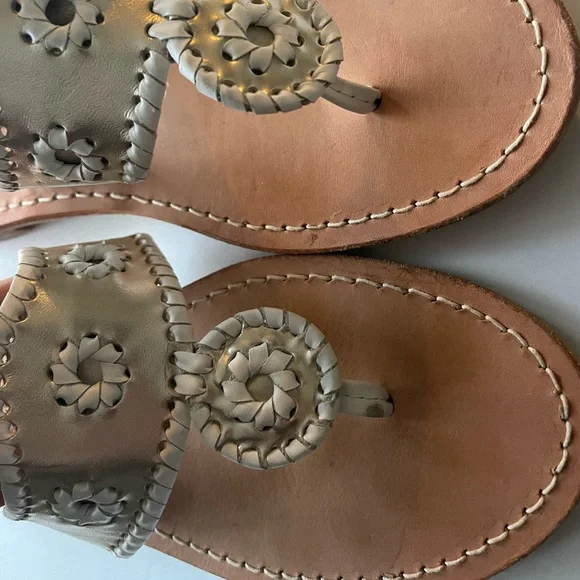 Jack Rogers Navajo Leather Sandals Gold/ White 9m - Picture 3 of 12